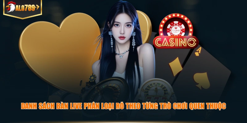 Danh sách bàn live phân loại rõ theo từng trò chơi quen thuộc