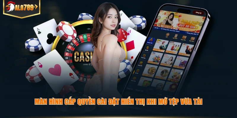 Màn hình cấp quyền cài đặt hiển thị khi mở tệp vừa tải