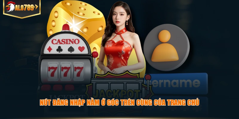 Nút đăng nhập nằm ở góc trên cùng của trang chủ